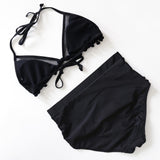 Sexy Halter Retro Mesh Hollow Out String Biquini Bathing Suit Female Swimsuit High Waist Plus Size Swimwear - Sellve