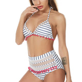 Sexy Halter Retro Mesh Hollow Out String Biquini Bathing Suit Female Swimsuit High Waist Plus Size Swimwear - Sellve