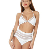 Sexy Halter Retro Mesh Hollow Out String Biquini Bathing Suit Female Swimsuit High Waist Plus Size Swimwear - Sellve