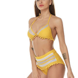 Sexy Halter Retro Mesh Hollow Out String Biquini Bathing Suit Female Swimsuit High Waist Plus Size Swimwear - Sellve