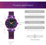 Ladies Magnetic Starry Sky Clock Luxury Women Watches Fashion Diamond Female Quartz Wristwatches - Sellve