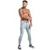 Men Elastic Waist Skinny Jeans Men Stretch Ripped Pants Streetwear Mens Denim Jeans Blue - Sellve