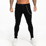 Men Elastic Waist Skinny Jeans Men Stretch Ripped Pants Streetwear Mens Denim Jeans Blue - Sellve