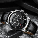 New Fashion Men Watches Analog Quartz Wristwatches 30M Waterproof Chronograph Sport Date Leather Band Watches - Sellve