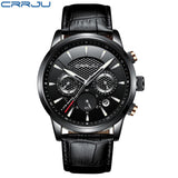 New Fashion Men Watches Analog Quartz Wristwatches 30M Waterproof Chronograph Sport Date Leather Band Watches - Sellve