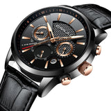 New Fashion Men Watches Analog Quartz Wristwatches 30M Waterproof Chronograph Sport Date Leather Band Watches - Sellve