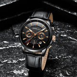 New Fashion Men Watches Analog Quartz Wristwatches 30M Waterproof Chronograph Sport Date Leather Band Watches - Sellve