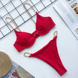 Sexy Bikini Women Swimsuit Solid Bikini Set Push Up Swimwear Low Waist Bathing Suits Beach Wear 2020 - Sellve