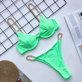 Sexy Bikini Women Swimsuit Solid Bikini Set Push Up Swimwear Low Waist Bathing Suits Beach Wear 2020 - Sellve