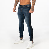 Men Elastic Waist Skinny Jeans Men Stretch Ripped Pants Streetwear Mens Denim Jeans Blue - Sellve