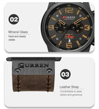 CURREN Mens Watches Top Luxury Brand Waterproof Sport Wrist Watch - Sellve