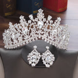 Baroque Crystal Water Drop Bridal Jewelry Sets Rhinestone Tiaras Crown Necklace Earrings for Bride Wedding - Sellve