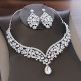 Baroque Crystal Water Drop Bridal Jewelry Sets Rhinestone Tiaras Crown Necklace Earrings for Bride Wedding - Sellve