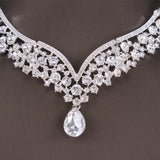 Baroque Crystal Water Drop Bridal Jewelry Sets Rhinestone Tiaras Crown Necklace Earrings for Bride Wedding - Sellve