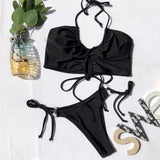 Sexy Women High Waist Bikini Swimsuit Swimwear Female Bandeau Thong Brazilian Biquini Bikini Set Bathing Suit Bather - Sellve