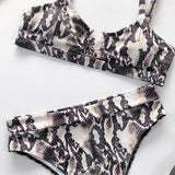 Sexy Swimsuit Women High Waist Bikini  Micro High Leg Swimming Suit for Bathing Suit Snake Print Swimwear Bikinis Set - Sellve