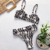 Sexy Swimsuit Women High Waist Bikini  Micro High Leg Swimming Suit for Bathing Suit Snake Print Swimwear Bikinis Set - Sellve