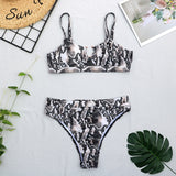 Sexy Snake Print Bikini set High waist Swimwear Women Hollow out Swimsuit Female Brazilian Bikini Bathers bathing suit - Sellve