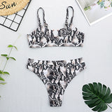 Sexy Snake Print Bikini set High waist Swimwear Women Hollow out Swimsuit Female Brazilian Bikini Bathers bathing suit - Sellve