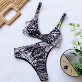 Sexy Snake Print Bikini set High waist Swimwear Women Hollow out Swimsuit Female Brazilian Bikini Bathers bathing suit - Sellve