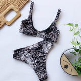 Sexy Snake Print Bikini set High waist Swimwear Women Hollow out Swimsuit Female Brazilian Bikini Bathers bathing suit - Sellve