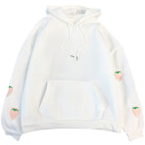 Harajuku Strawberry Embroidery Lavender Sweatshirt Autumn Winter Women Kawaii Loose Long Sleeves Tops Oversized Hoodies - Sellve