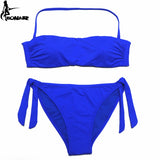 Solid Women Swimsuit  Brazilian Cut Bottom Bikini Set Push Up Swimwear Femme Bathing Suits Sport Beach Wear - Sellve