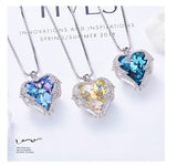 Women Necklace Earrings Jewelry Set Embellished With Crystals from Swarovski Women Heart Pendant Stud Fashion Jewelry Gift - Sellve