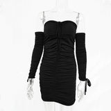 Women Autumn Winter Bandage Dress Sexy Off Shoulder Long Sleeve Slim Elastic Bodycon Party Dresses - Sellve