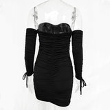 Women Autumn Winter Bandage Dress Sexy Off Shoulder Long Sleeve Slim Elastic Bodycon Party Dresses - Sellve