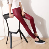 High Waist Faux Leather Sexy Thin Black women  Leggings Stretchy Push Up Leggings Plus Size - Sellve