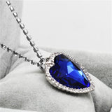 fashion Necklace Earrings darkblue Austrian Crystal rhinestones ocean blue heart Pendant women Jewelry sets - Sellve