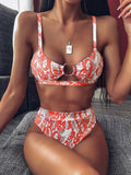 Sexy Snake Print Bikini set High waist Swimwear Women Hollow out Swimsuit Female Brazilian Bikini Bathers bathing suit - Sellve