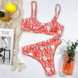 Sexy Snake Print Bikini set High waist Swimwear Women Hollow out Swimsuit Female Brazilian Bikini Bathers bathing suit - Sellve