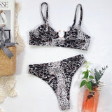 Sexy Snake Print Bikini set High waist Swimwear Women Hollow out Swimsuit Female Brazilian Bikini Bathers bathing suit - Sellve