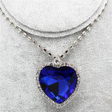 fashion Necklace Earrings darkblue Austrian Crystal rhinestones ocean blue heart Pendant women Jewelry sets - Sellve