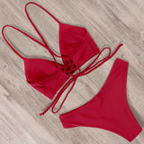 Sexy Bandage Bikini 2020 Swimsuit Swimwear Women Thong Push Up Bikinis Set women's swimming suit - Sellve