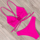 Sexy Bandage Bikini 2020 Swimsuit Swimwear Women Thong Push Up Bikinis Set women's swimming suit - Sellve