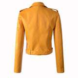 New Arrival Winter Autumn Motorcycle leather jackets yellow leather jacket women leather coat  slim PU jacket Leather - Sellve