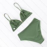 Bikini Swimwear Swimsuit Women Solid Bathing Suit Green Neno Bikini Set With Pad Female High Waist Beachwear - Sellve