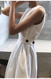 Summer Women Solid White Black Fashion Elegant Casual Party Dress O neck Sleeveless Tank Sundress Female - Sellve