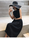 Summer Women Solid White Black Fashion Elegant Casual Party Dress O neck Sleeveless Tank Sundress Female - Sellve