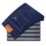 Winter Thermal Warm Flannel Stretch Jeans Mens Winter Quality Fleece Pants Men Straight Flocking Trousers Jean - Sellve