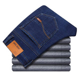 Winter Thermal Warm Flannel Stretch Jeans Mens Winter Quality Fleece Pants Men Straight Flocking Trousers Jean - Sellve