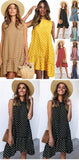 Lossky Women Summer Dress Polka Dot Chiffon Sleeveless Beach Mini Casual Yellow Sundress Plus Size Dress For Women - Sellve