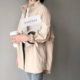 Fashion Trench Coats Female Spring Windbreaker Drawstring Coats Casual Loose Safari Clothes Stand Collar - Sellve