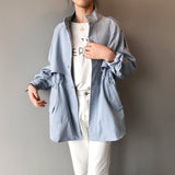 Fashion Trench Coats Female Spring Windbreaker Drawstring Coats Casual Loose Safari Clothes Stand Collar - Sellve