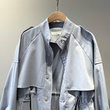 Fashion Trench Coats Female Spring Windbreaker Drawstring Coats Casual Loose Safari Clothes Stand Collar - Sellve