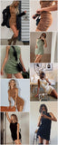 Cotton Ruched Drawstring Sexy Party Dress Women Sleeveless Elastic Mini Dress Vintage Summer Bodycon Club Wear - Sellve