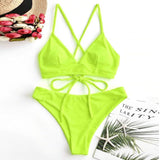 Sexy Bandage Bikini 2020 Swimsuit Swimwear Women Thong Push Up Bikinis Set women's swimming suit - Sellve